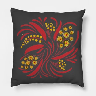 Folk floral art print  Flowers abstract art  poster Pillow