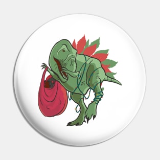 Christmas Tyranosaurus Dabbing Realistic Style Pin