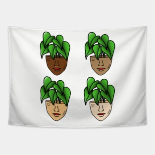 Multicultural Tropical Plant People with Tattoos and Septum Piercing Tapestry