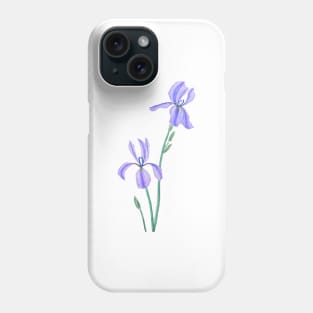 two elegant purple iris watercolor Phone Case