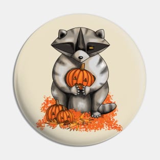 Raccoon with pumpkin Pin