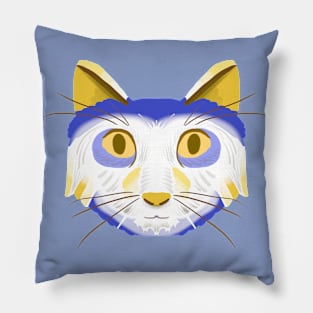 Cat Head Design Version 1 (blueviolet/gold) Pillow