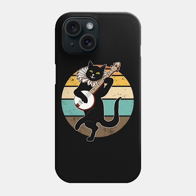 Vintage Cat Playing Banjo Phone Case by valentinahramov