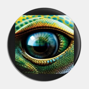 Green Lizard Reptile Eye Art Pin