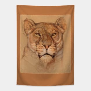 Portrait of a Lioness Tapestry