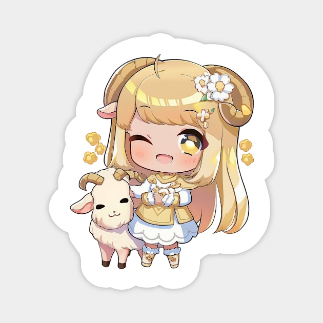 Capricorn the Goat Chibi Zodiac Anime Girl Magnet by peachycrossing