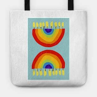 Rainbow Chanukiah Duck Egg Print Tote