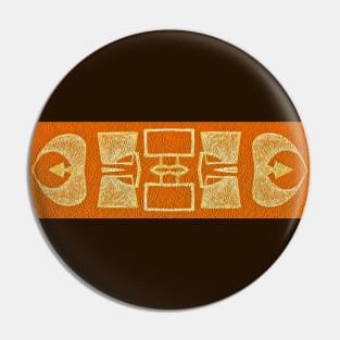 Orange African Wax Abstract Symbol Pattern Pin