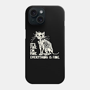 funny cat skull saying sarcastic Phone Case