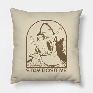 stay positive shark vintage Pillow