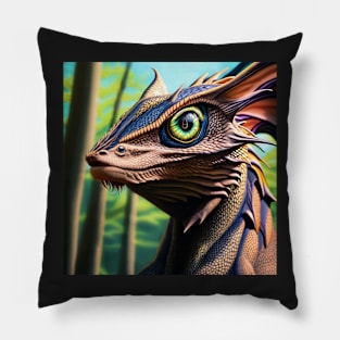 Copper and Blue Scaled Jungle Dragon Pillow