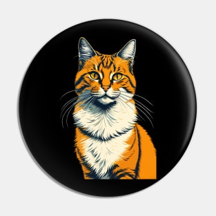 Orange Feline Cat Pin