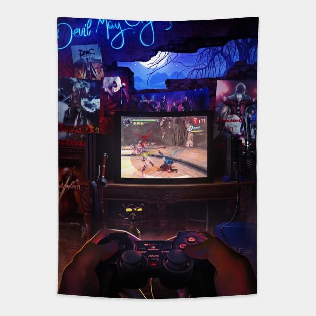 Playstation 2 - Devil May Cry 3 Tapestry by Rachid Lotf