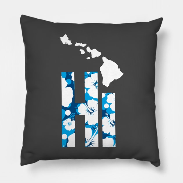 Hawaii Hi Hibiscus Blues Pillow by KevinWillms1