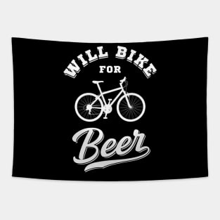 Will Bike For Beer Funny Gift Tapestry