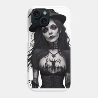 Gothic witch with hat Phone Case