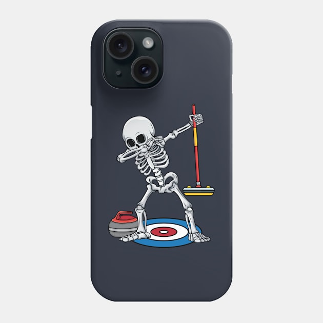 Curling Player ice Sports Dabbing Skeleton Curling Halloween Phone Case by UNXart