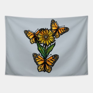 Sunflower And Monarch Butterfly Garden Tapestry