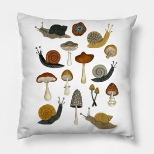 mushrooms & snails Pillow