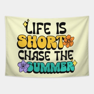 Colorful summer flowers quote Tapestry