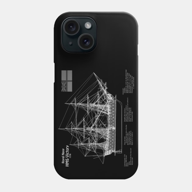 HMS Victory ship plans. Lord Nelson flagship - PDpng Phone Case by SPJE Illustration Photography