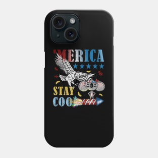 Merica Funny Eagle and Mouse on Fireworks Stay Cool Phone Case