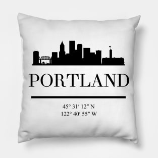 PORTLAND OREGON BLACK SILHOUETTE SKYLINE ART Pillow