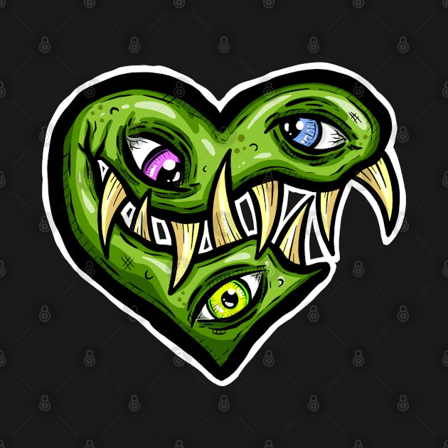 Zombie Heart Teethy Smile Green Valentines Day by Squeeb Creative