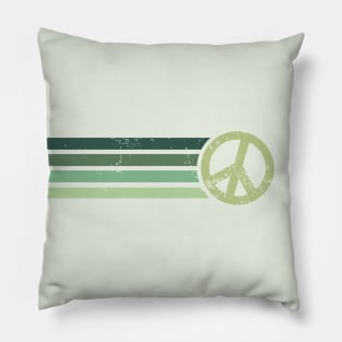 RETRO PEACE STRIPES - Vintage Green Pillow