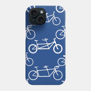 Tandem types pattern - white on blue Phone Case