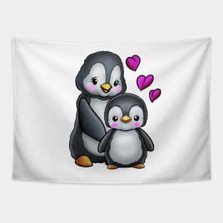 Mother's Day Penguin Mom and Child Tapestry