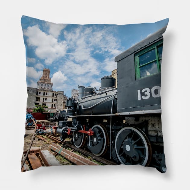 Capitol locomotives. Havana, Cuba Pillow by Lieyim