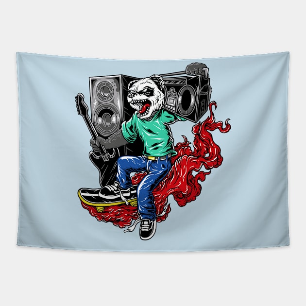 Panda Skate Music Tapestry by Mako Design 