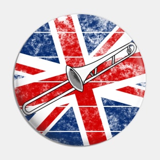 Trombone UK Flag Britain Trombonist British Musician Pin