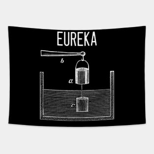 Archimedes principle: Eureka - (white on black) Tapestry