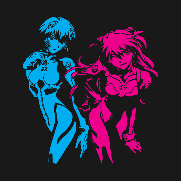 Eva Shirt, NGE, Rei Ayanami, Asuka Langley, Neon Genesis Evangelion T-Shirt by waveformUSA