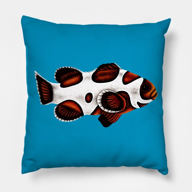 Orange storm clownfish Pillow by lorendowding