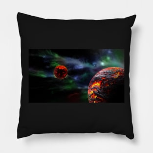 Molten Moon Sci-Fi Space Scene Pillow