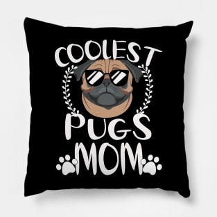 Glasses Coolest Pugs Dog Mom Pillow