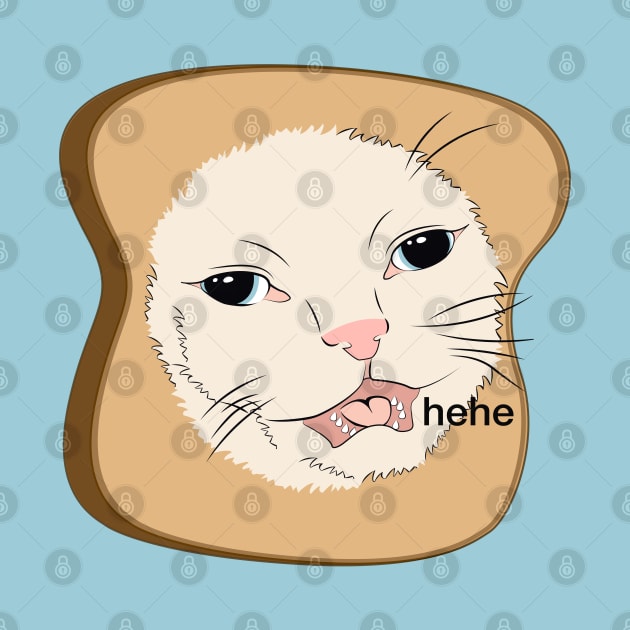 Hehe cat inside of toast dank meme cartoon illustration by mareescatharsis