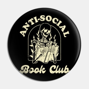 Anti Social Book Club Skeleton Bookworm Reading Pin