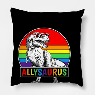 Allysaurus LGBT Tshirt Dinosaur Rainbow Flag Ally LGBT Pride Pillow