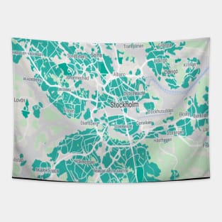 Stockholm light blue map Tapestry