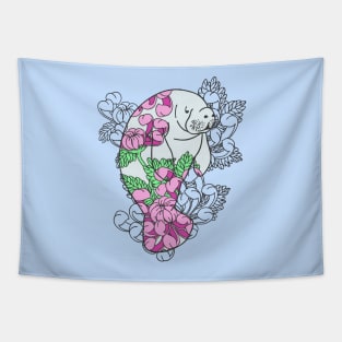 Floral Manatee Tapestry