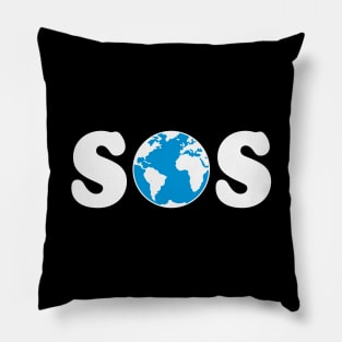 SOS – Earth Overshoot Day / Climate Change (White / 2C) Pillow