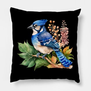 Watercolor Blue Jay Pillow