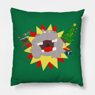 Christmas Hippopotamus Gone Wild! Pillow