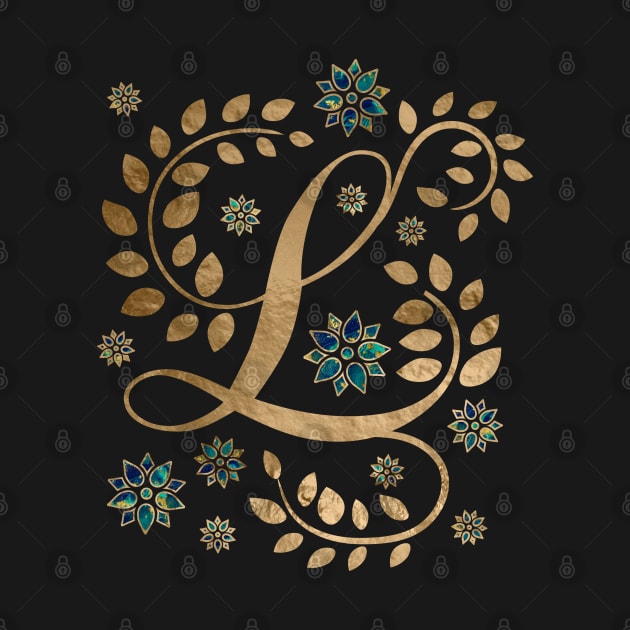 Luxury Golden Calligraphy Monogram with letter L by Nartissima