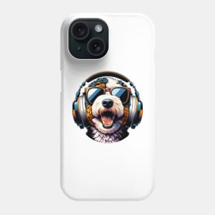 Mini Bernedoodle Smiling DJ in Japanese Art Style Phone Case