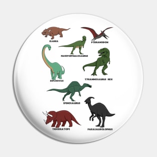 Dinosaur sheet with multiple cartoon drawings and labels Pin